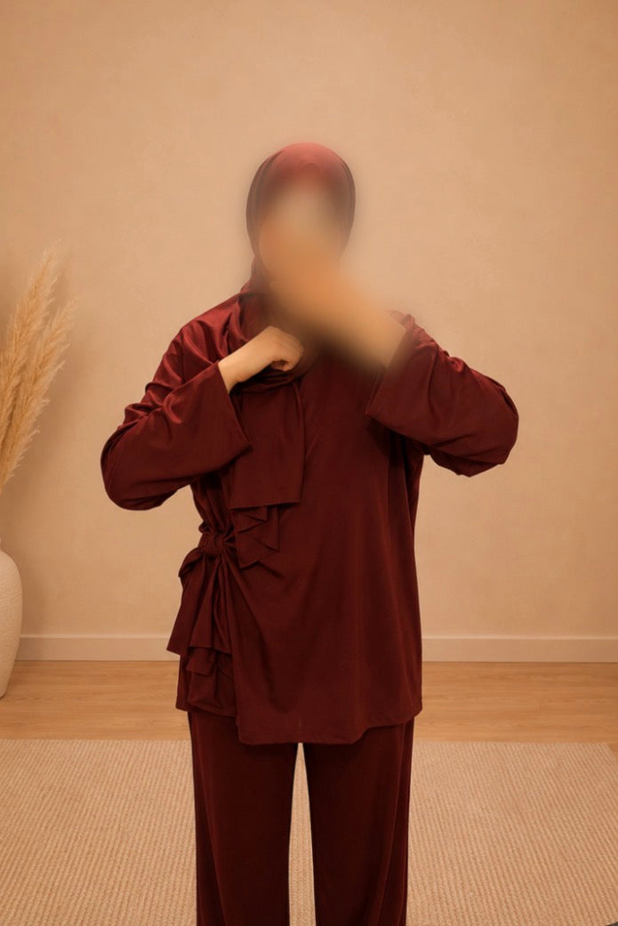 Burkini Nœud Signature Bordeau