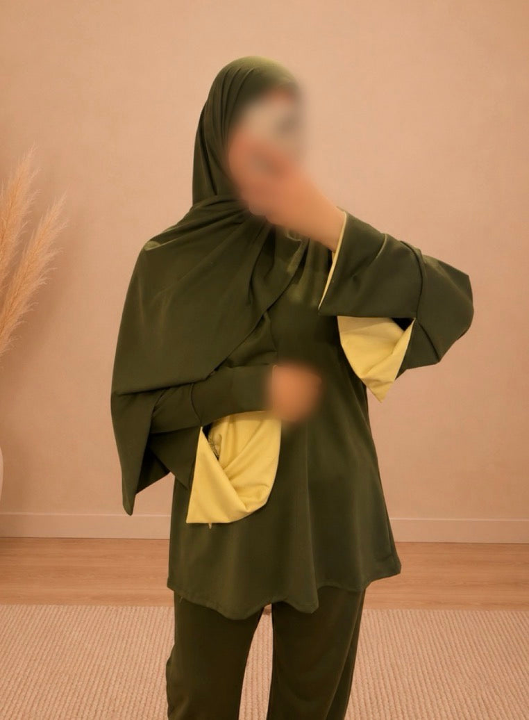 Burkini Contrast Vert Kaki