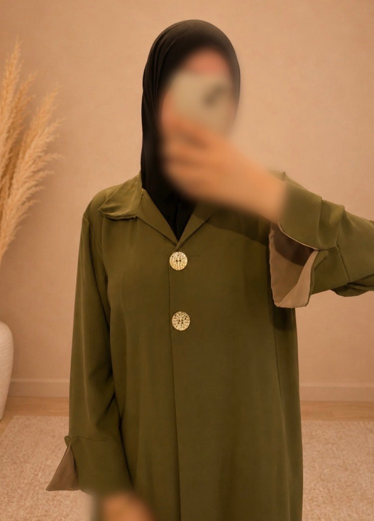 Abaya Sakina Vert Kaki