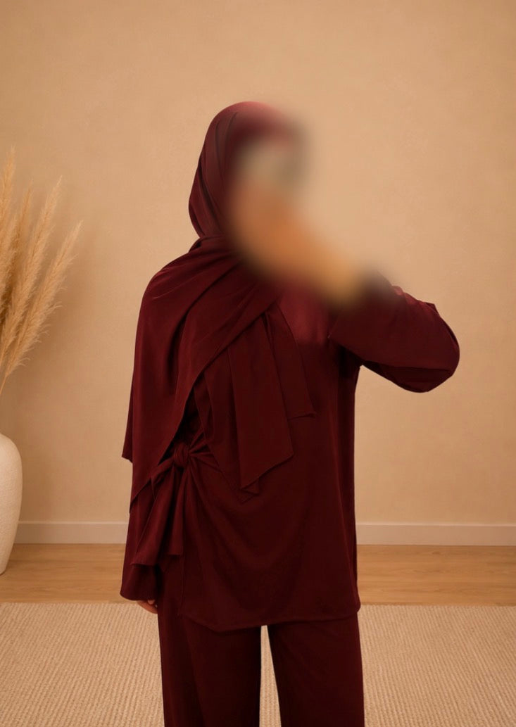 Burkini Nœud Signature Bordeau