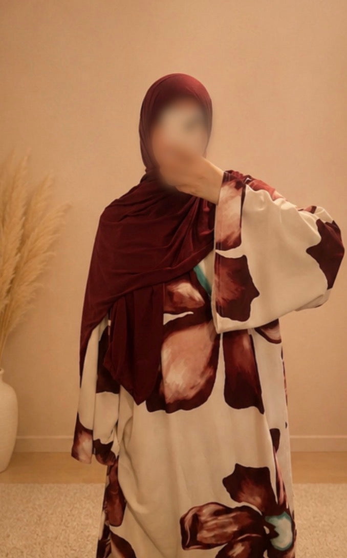 Robe motif Floral Bordeau