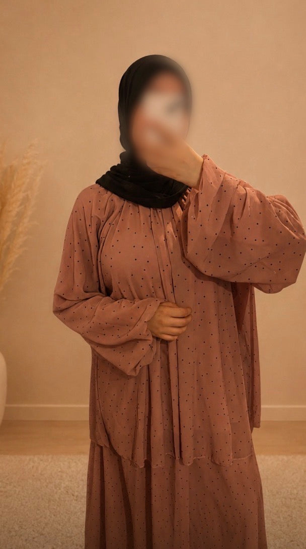Ensemble Rose Petits Points Noir
